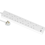 Schneider Electric 施耐德電氣 TSH36ACUSB_3_WE 13A六位 安全拖板連獨立開關 連LED指示燈及兩位USB充電插座 30W PD3.0 Type A+C (連3米線) (白色)